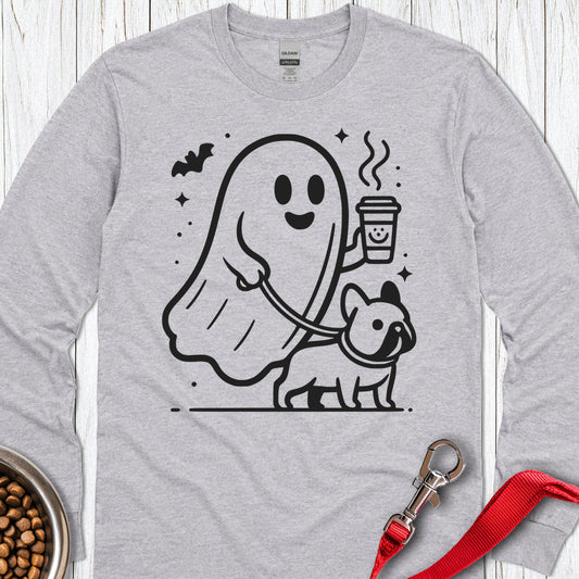 French Bulldog Halloween Ghost Long Sleeve — Sport Grey