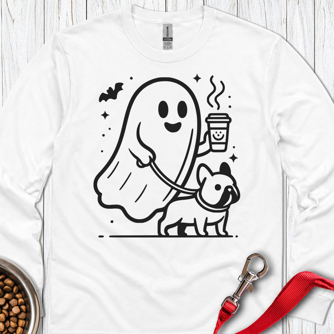 French Bulldog Halloween Ghost Long Sleeve — White