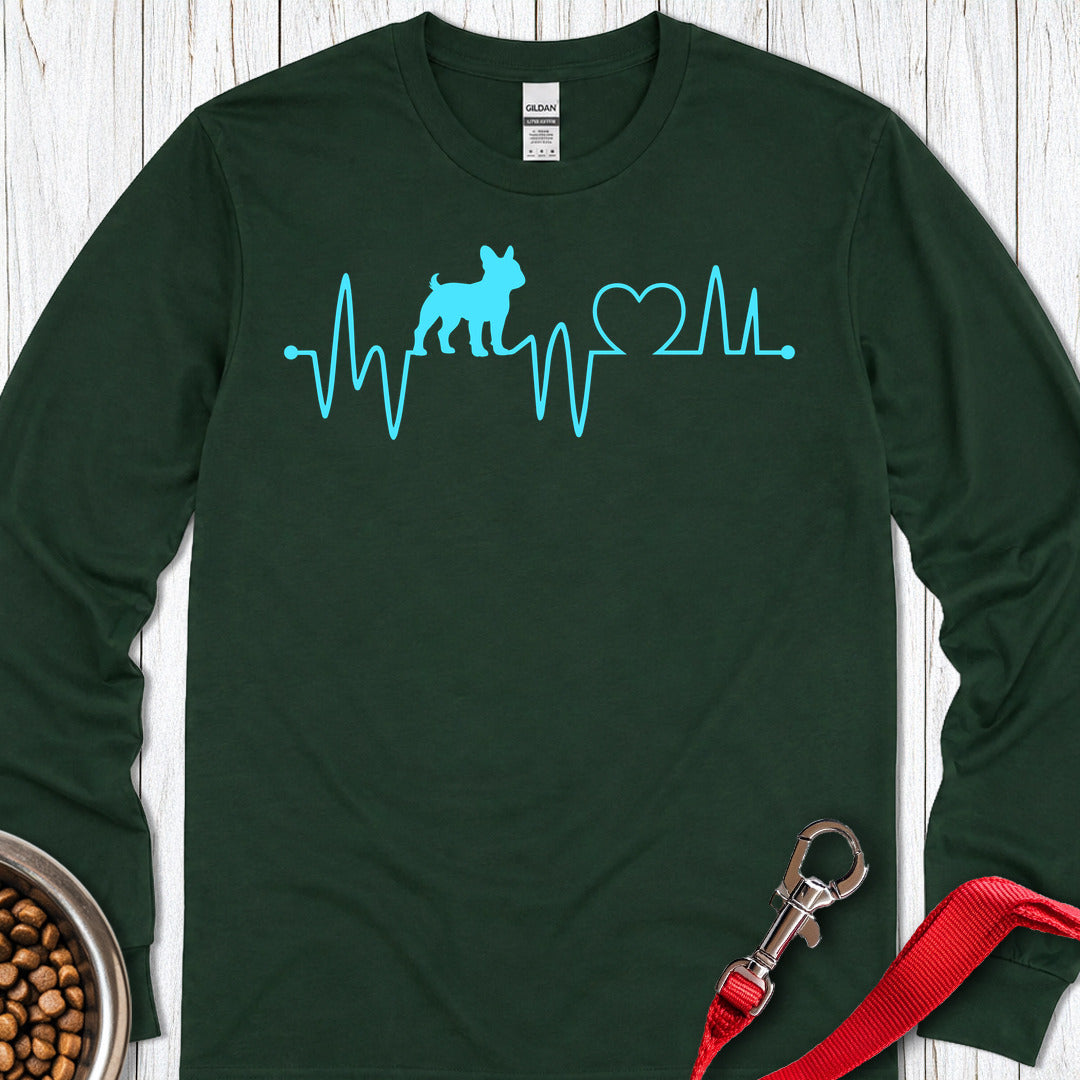 French Bulldog Heartbeat Long Sleeve — Forest Green
