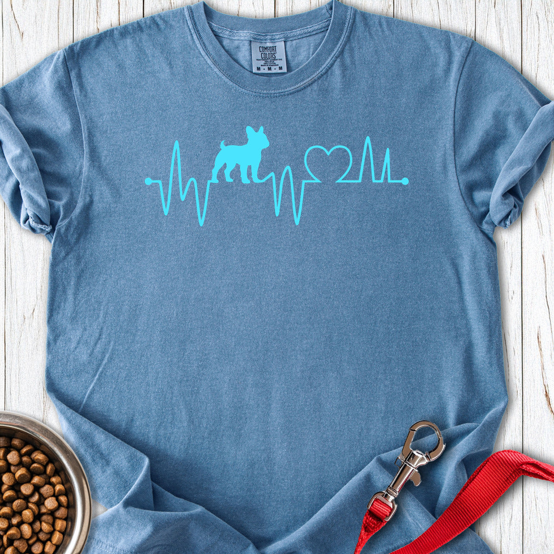 French Bulldog Heartbeat Premium Tee — Blue Jean