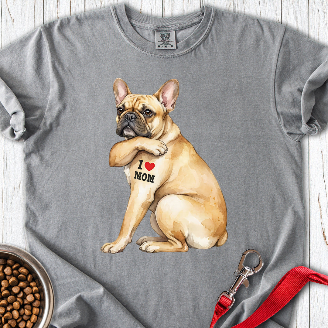 French Bulldog I Love Mom Premium Tee Grey