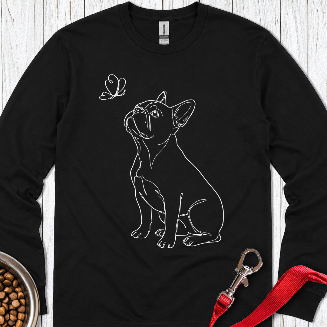 French Bulldog Line Art Long Sleeve — Black