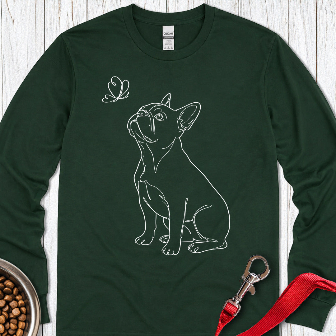 French Bulldog Line Art Long Sleeve — Forest Green