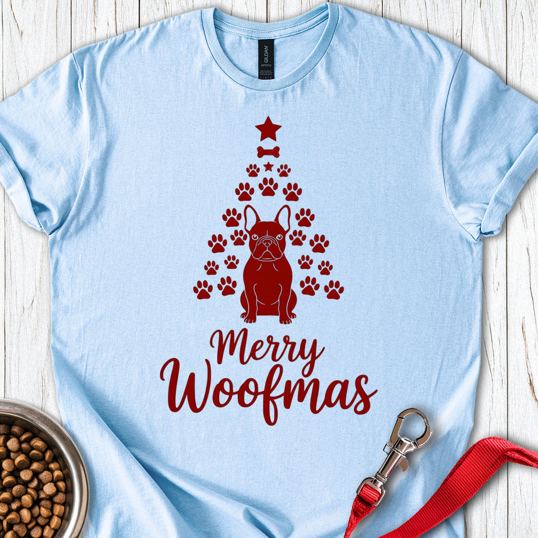 French Bulldog Merry Woofmas Christmas Light Blue