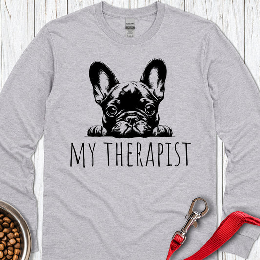 French Bulldog My Therapist Long Sleeve — Sport Grey