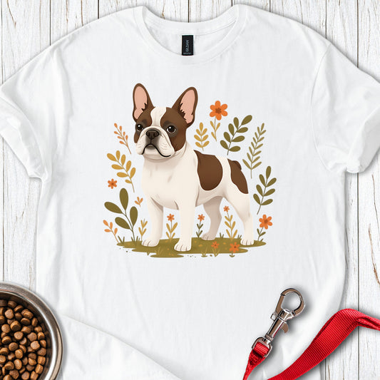 French Bulldog Pied Coat Flower White
