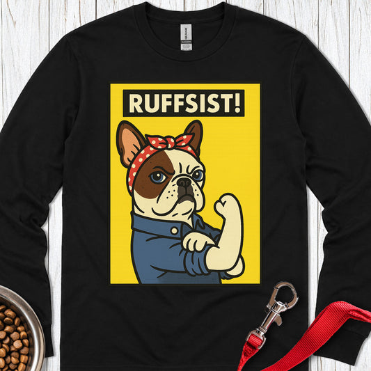 French Bulldog Rosie the Riveter Long Sleeve — Black