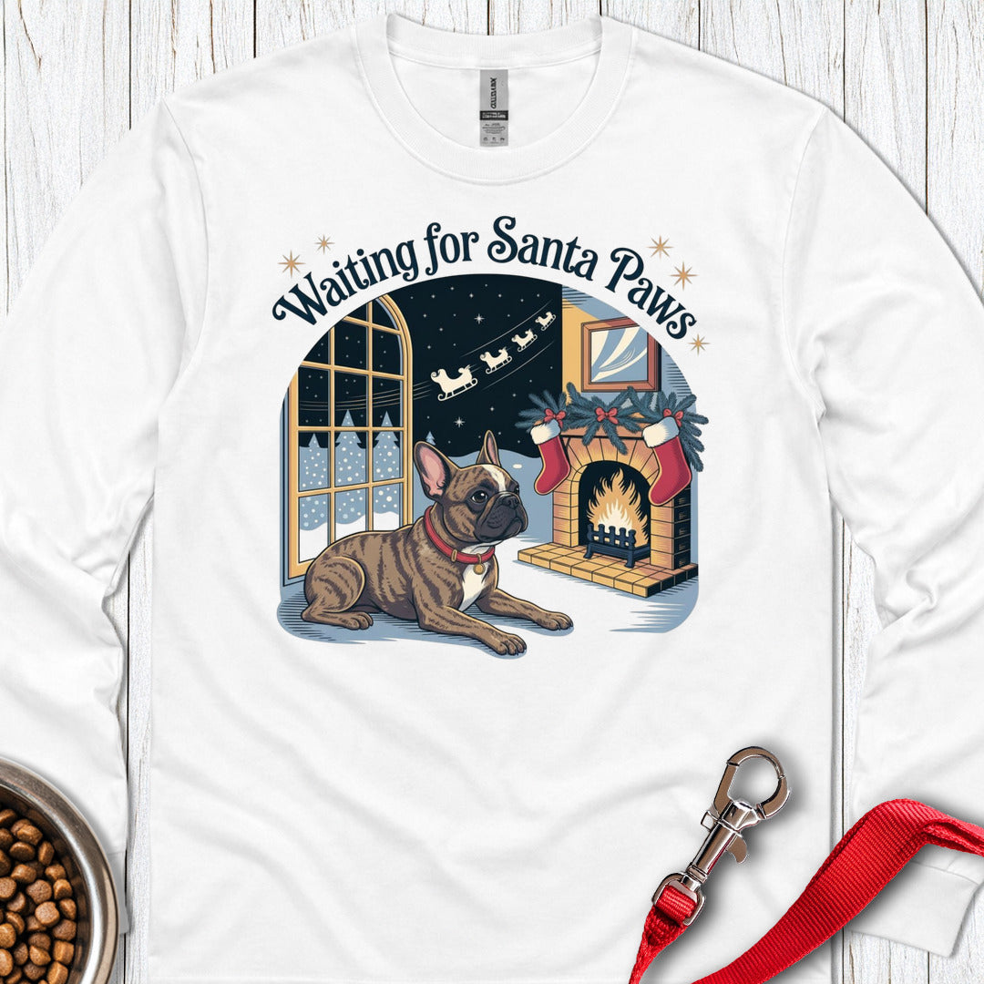 French Bulldog Santa Paws Christmas Long Sleeve — White