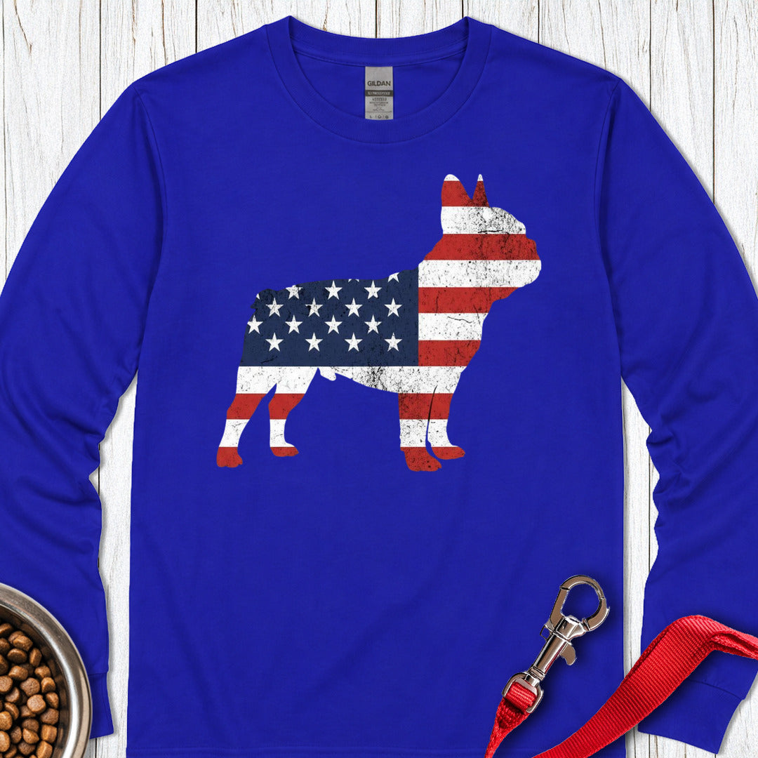 French Bulldog Silhouette USA Long Sleeve — Royal