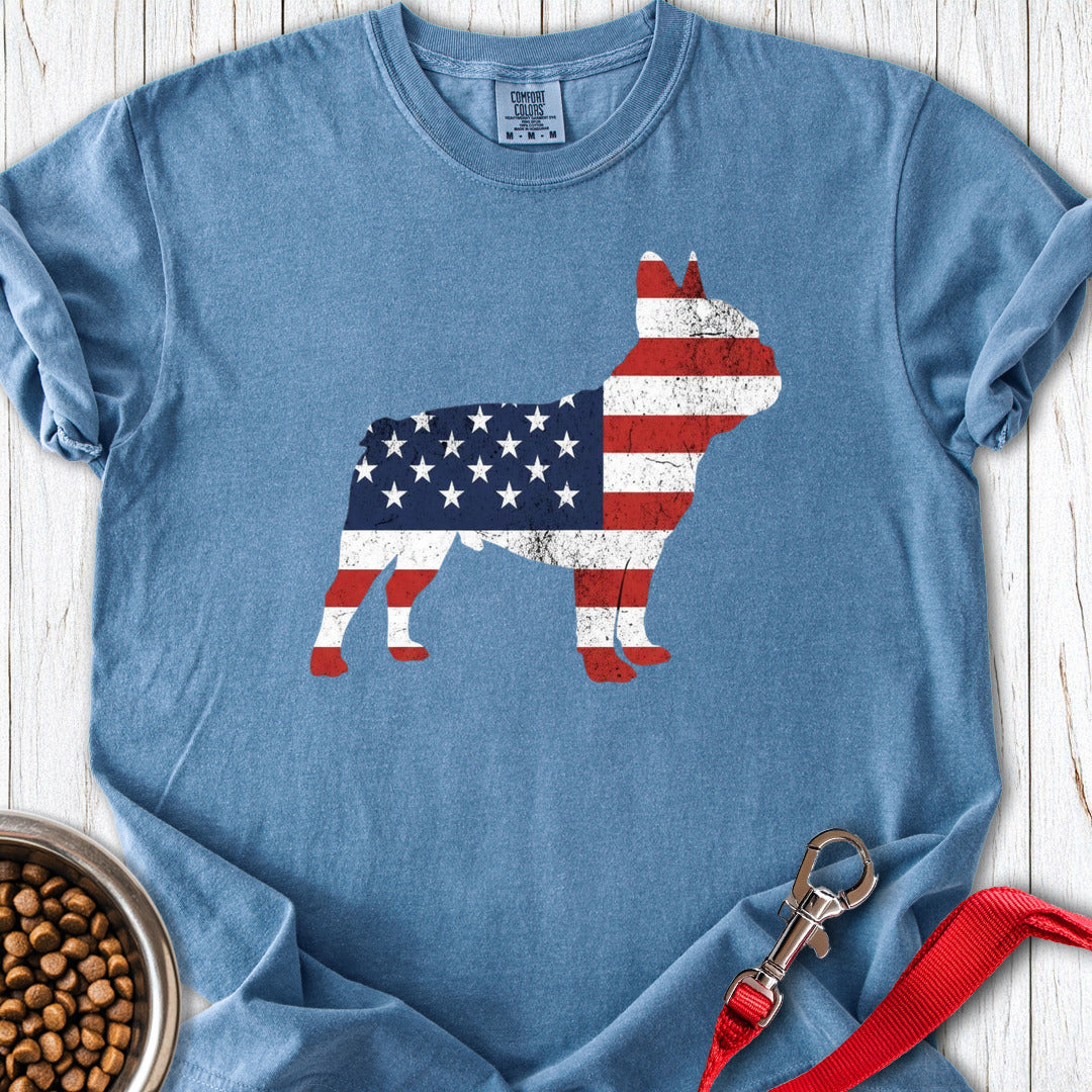French Bulldog Silhouette USA Premium Tee Blue Jean