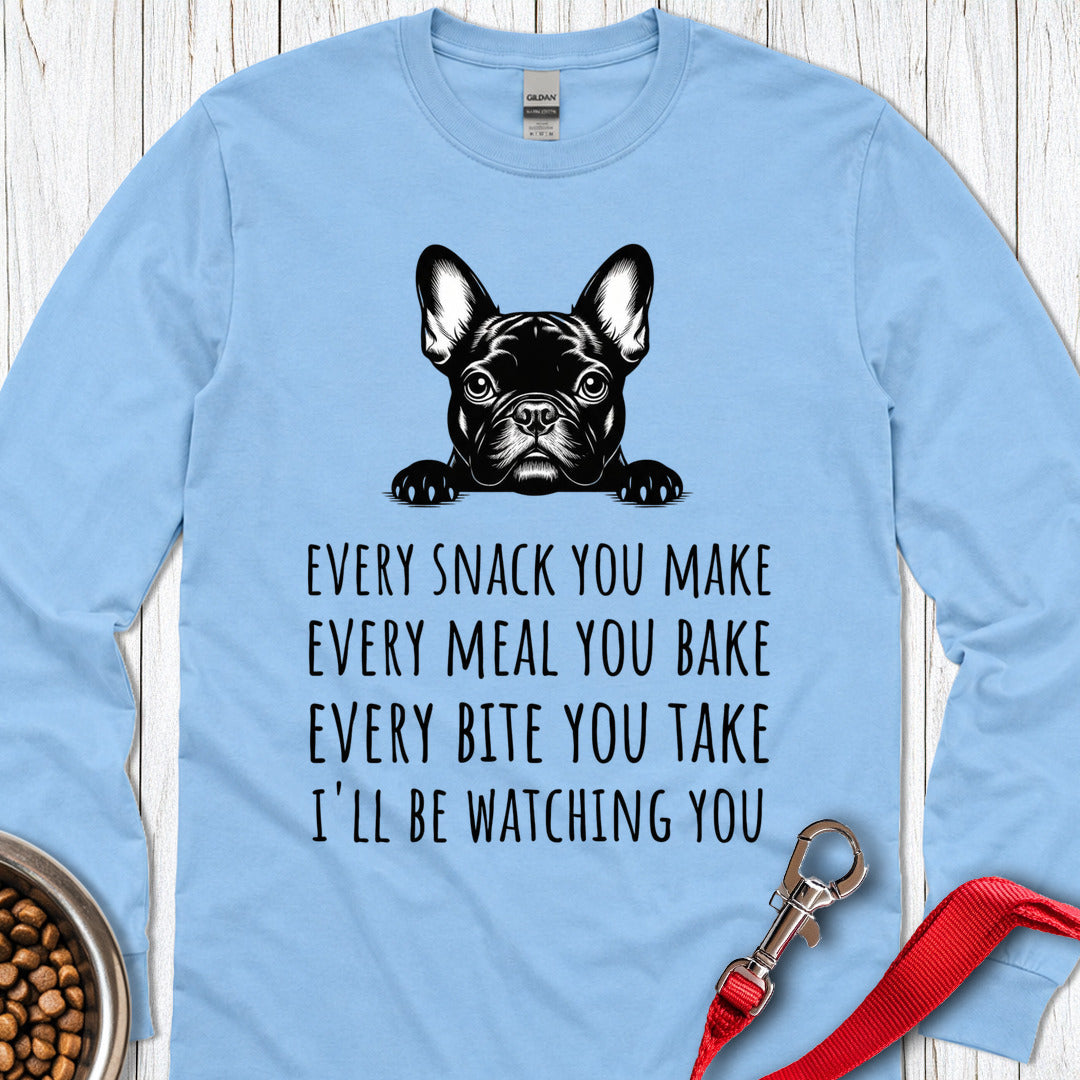 French Bulldog Snack Long Sleeve — Carolina Blue