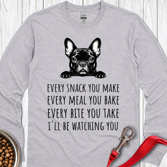 French Bulldog Snack Long Sleeve — Sport Grey