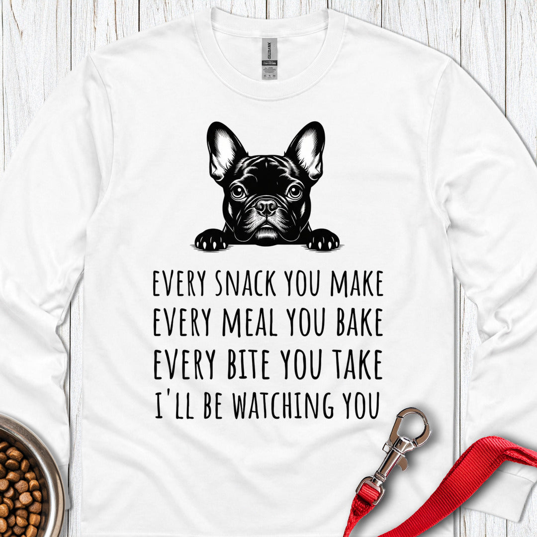 French Bulldog Snack Long Sleeve — White
