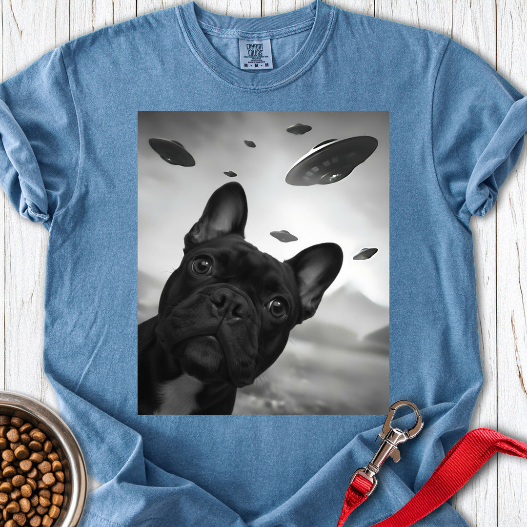 French Bulldog UFO Premium Tee Blue Jean