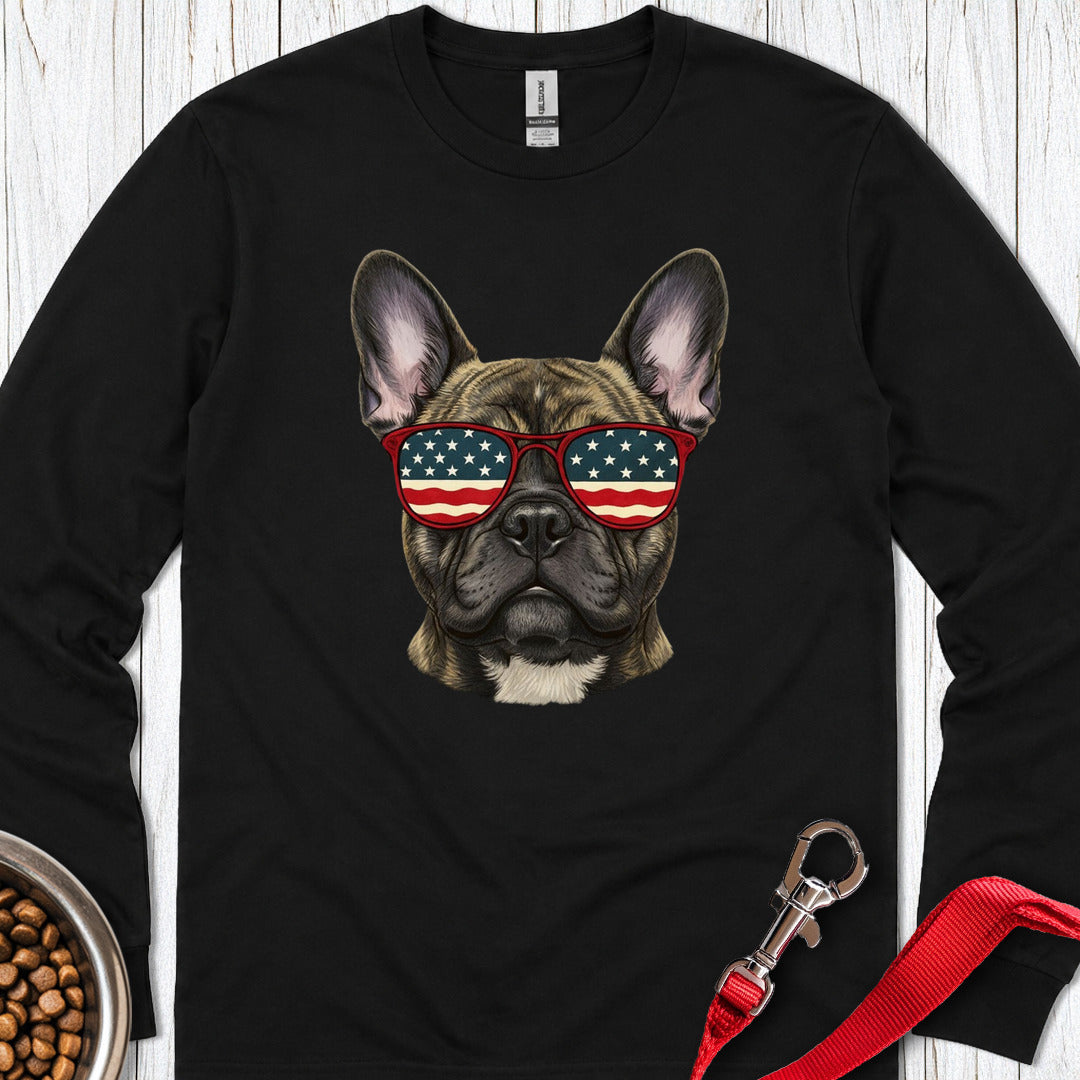 French Bulldog USA Glasses Long Sleeve — Black
