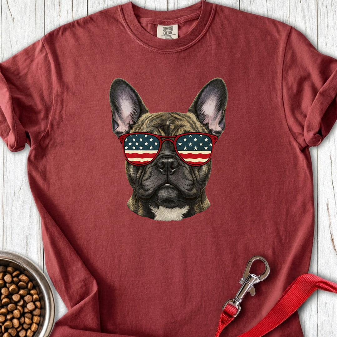 French Bulldog USA Glasses Premium Tee Brick