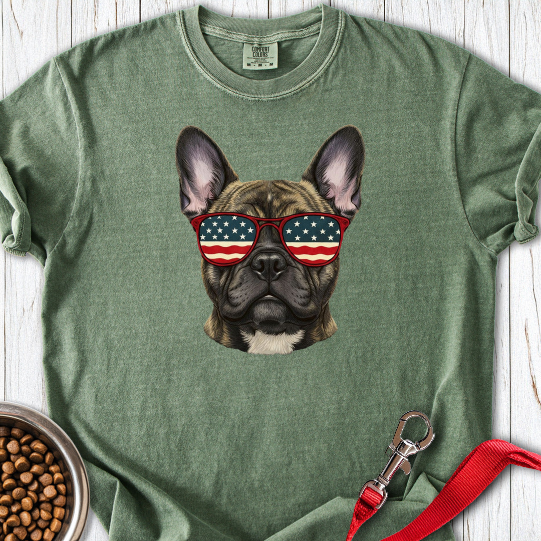 French Bulldog USA Glasses Premium Tee Moss