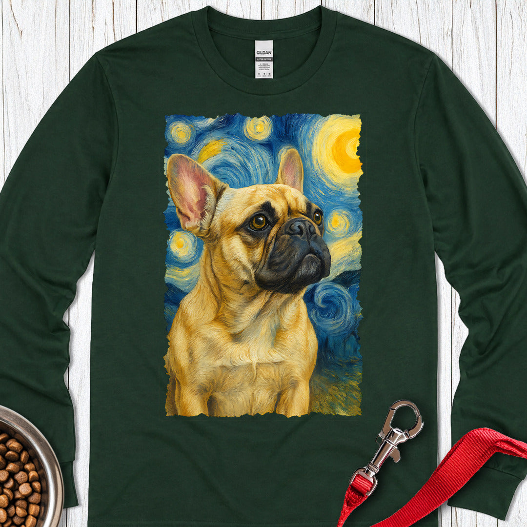 French Bulldog van Gogh Long Sleeve — Forest Green