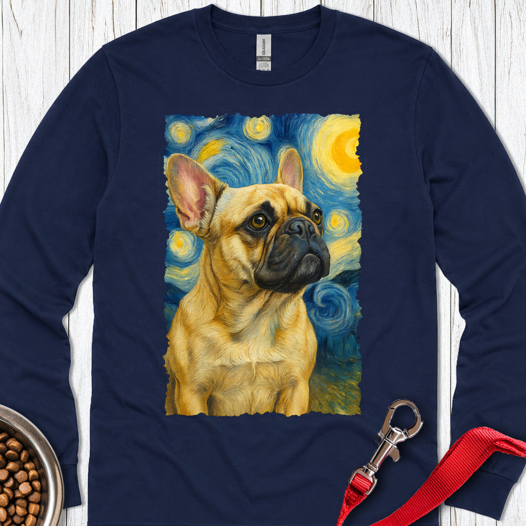 French Bulldog van Gogh Long Sleeve — Navy