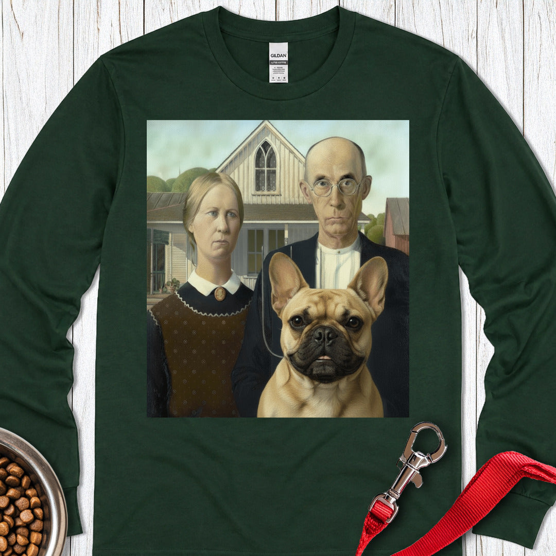 Frenchie American Gothic Long Sleeve — Forest Green