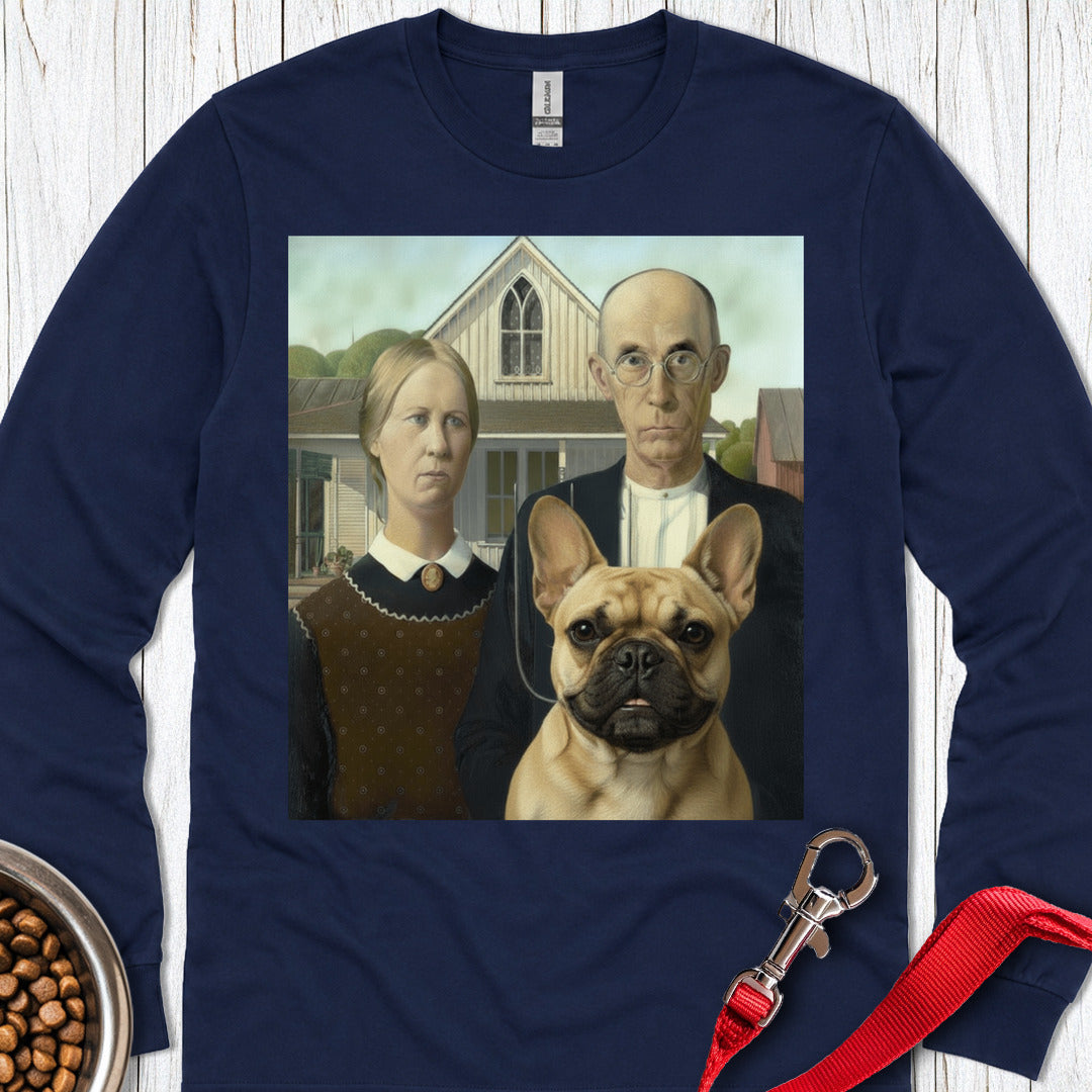 Frenchie American Gothic Long Sleeve — Navy