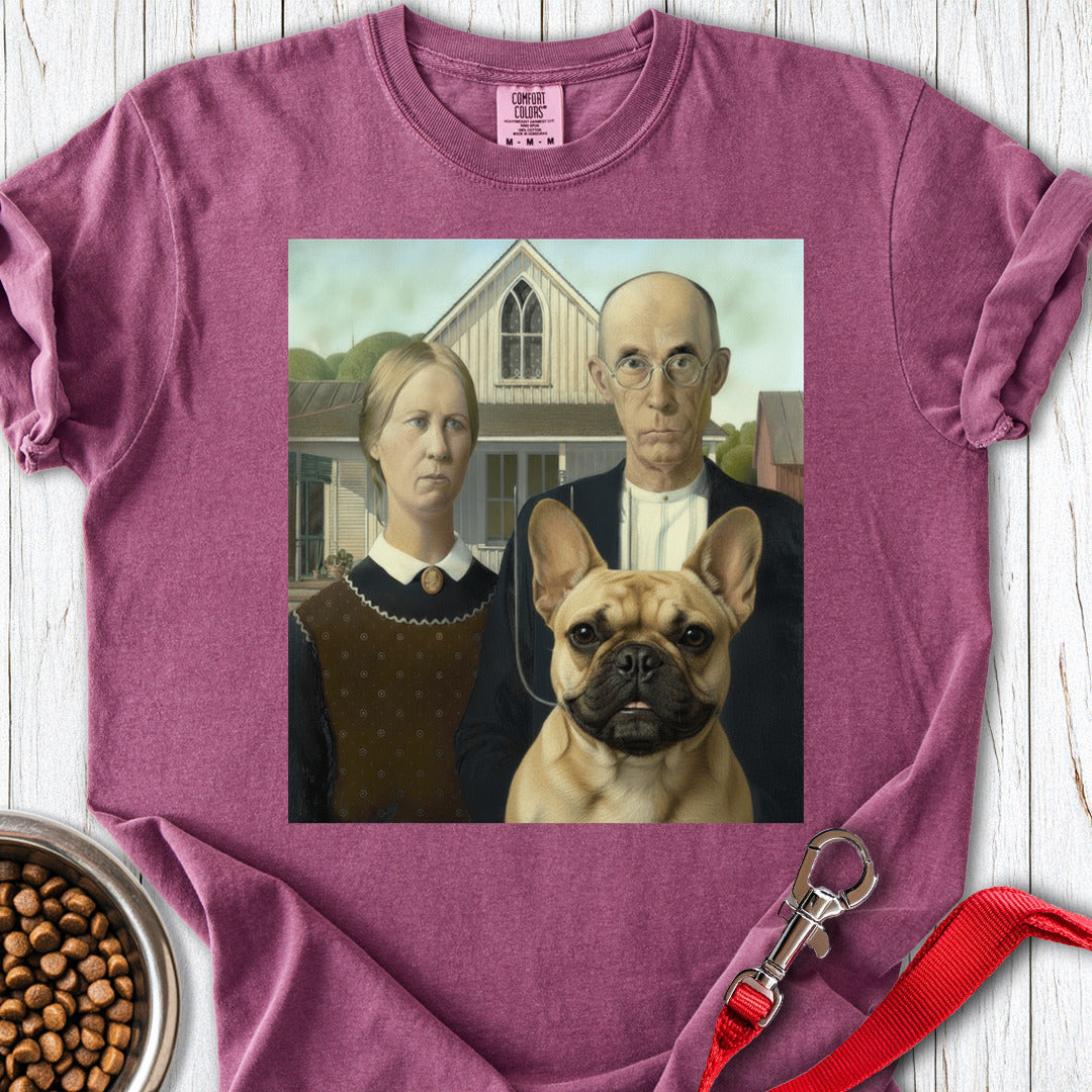 Frenchie American Gothic Premium Tee Berry