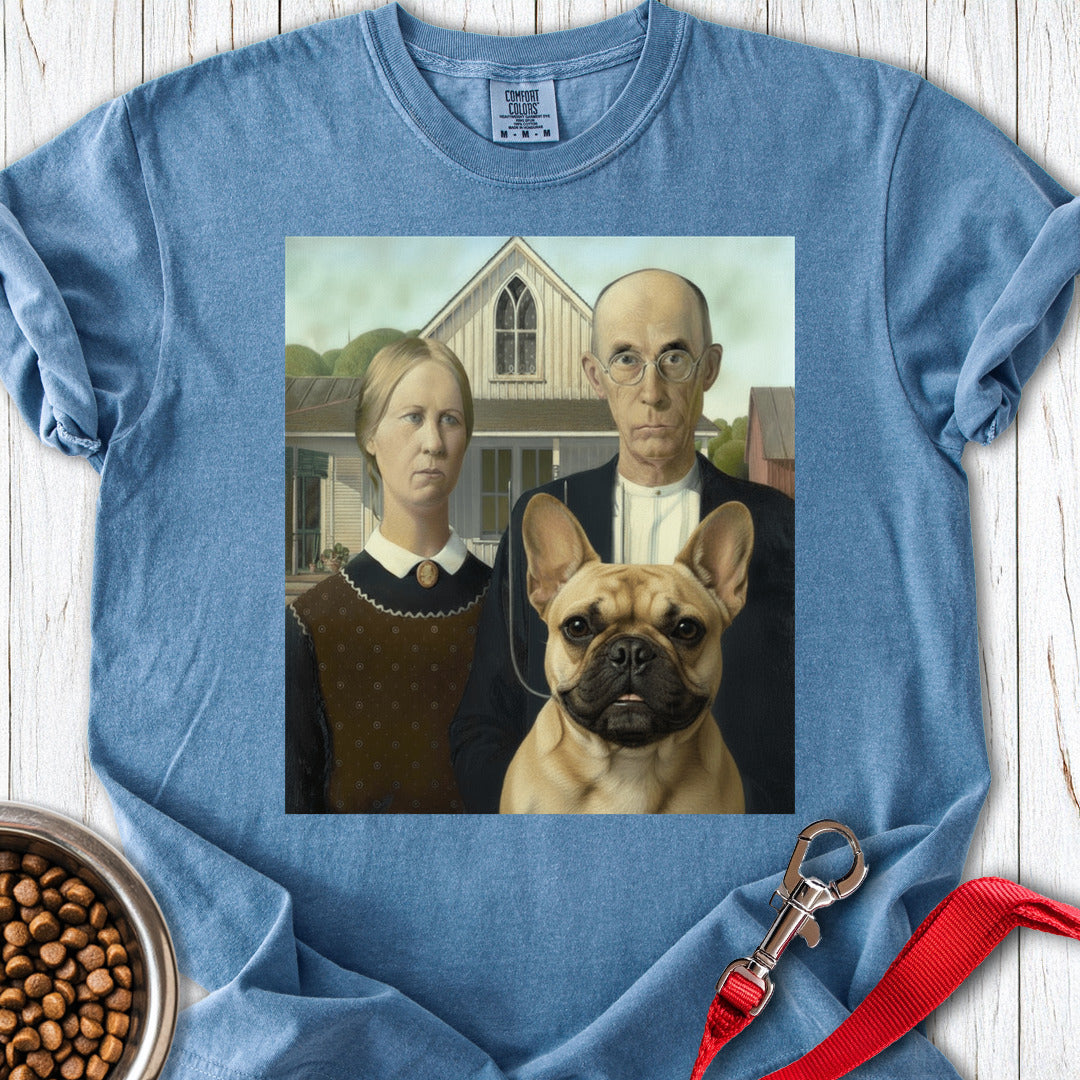 Frenchie American Gothic Premium Tee Blue Jean