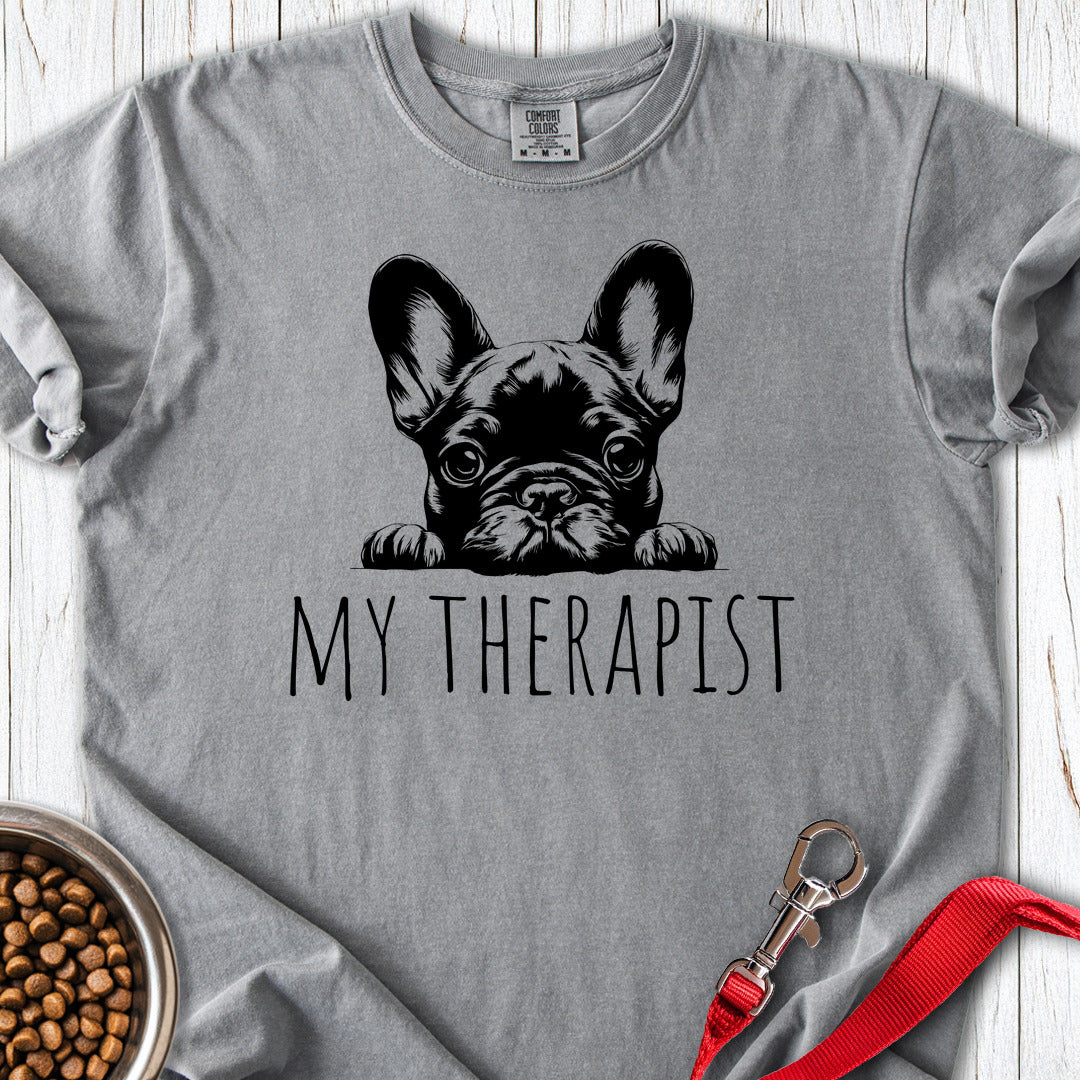 Frenchie My Therapist Premium Tee Grey