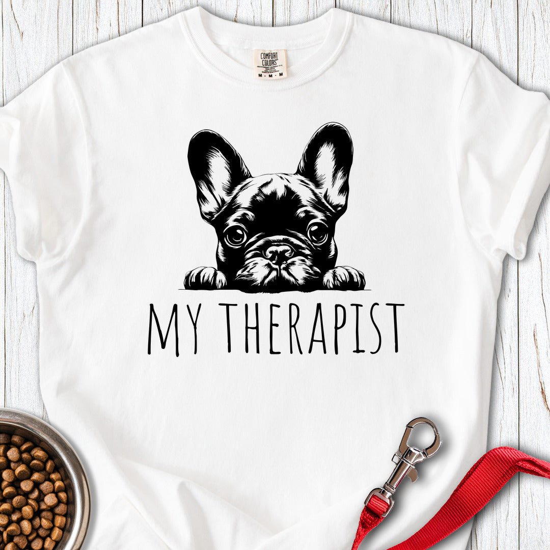 Frenchie My Therapist Premium Tee White