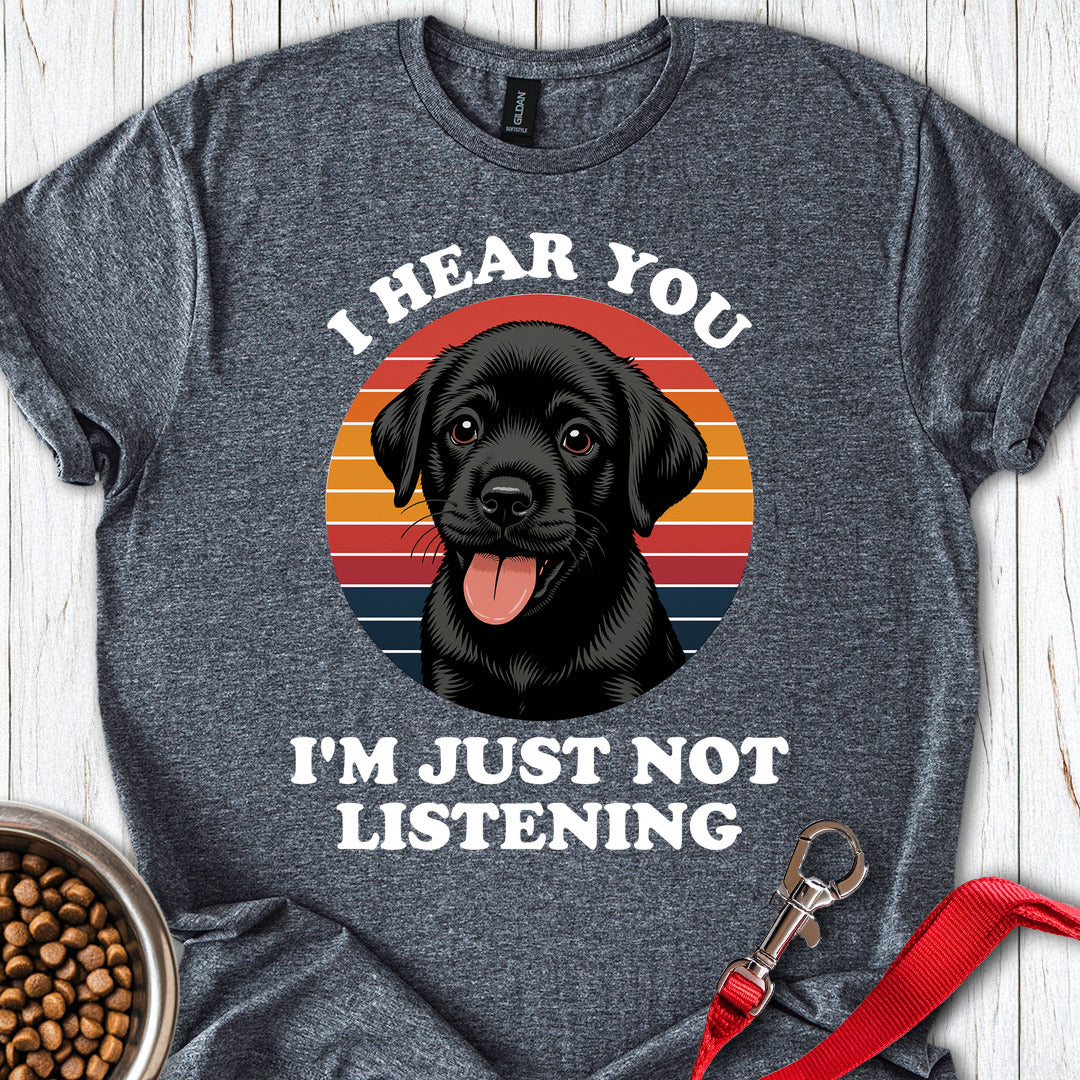 Funny Black Labrador Puppy Dark Heather