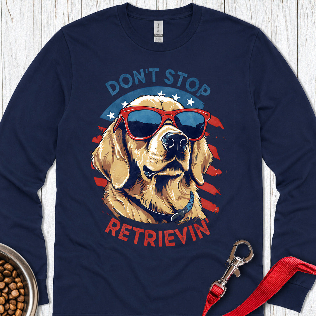 Funny Golden Retriever Long Sleeve — Navy