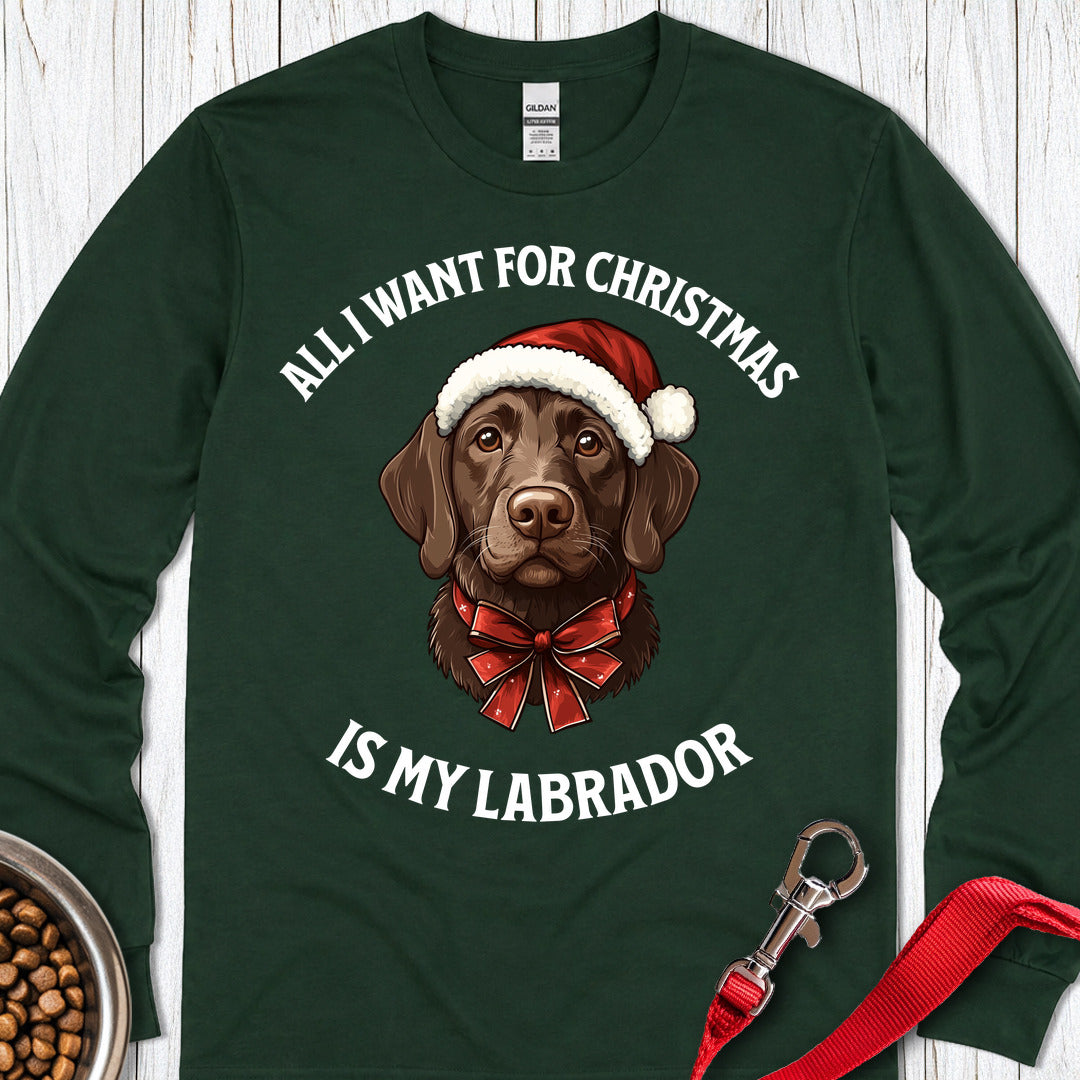 Funny Labrador Christmas Labrador Long Sleeve — Forest Green