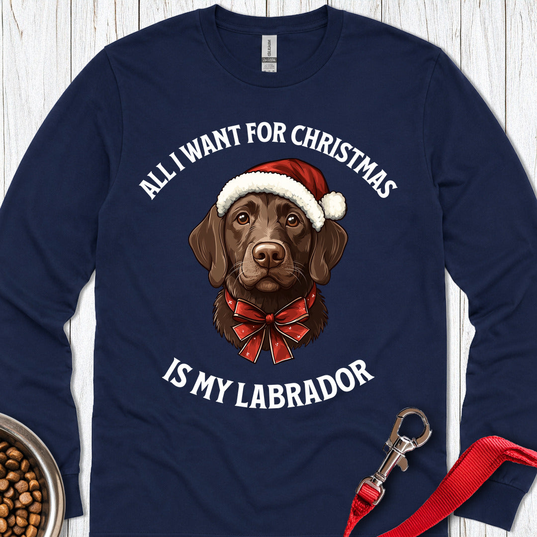 Funny Labrador Christmas Labrador Long Sleeve — Navy