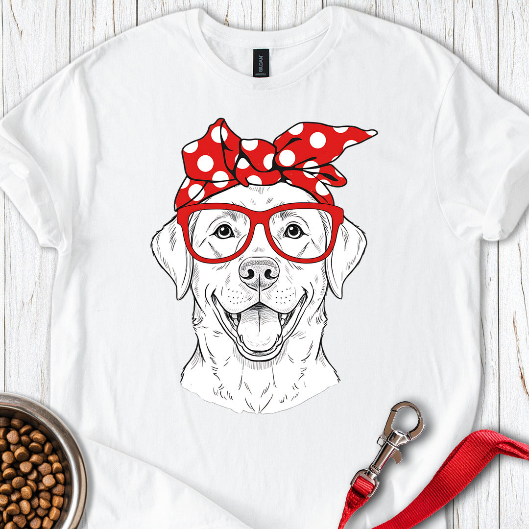 Funny Labrador Red Glasses White