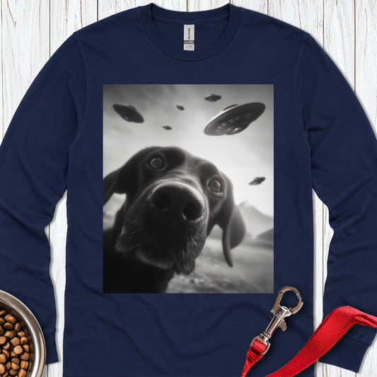 Funny Labrador UFO Long Sleeve — Navy