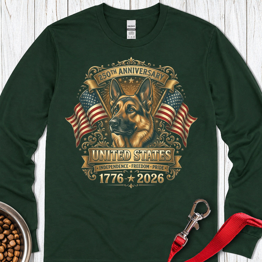 German Shepherd 250 Years Long Sleeve — Forest Green
