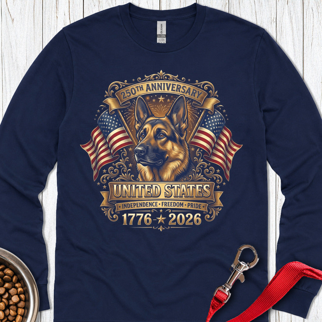 German Shepherd 250 Years Long Sleeve — Navy