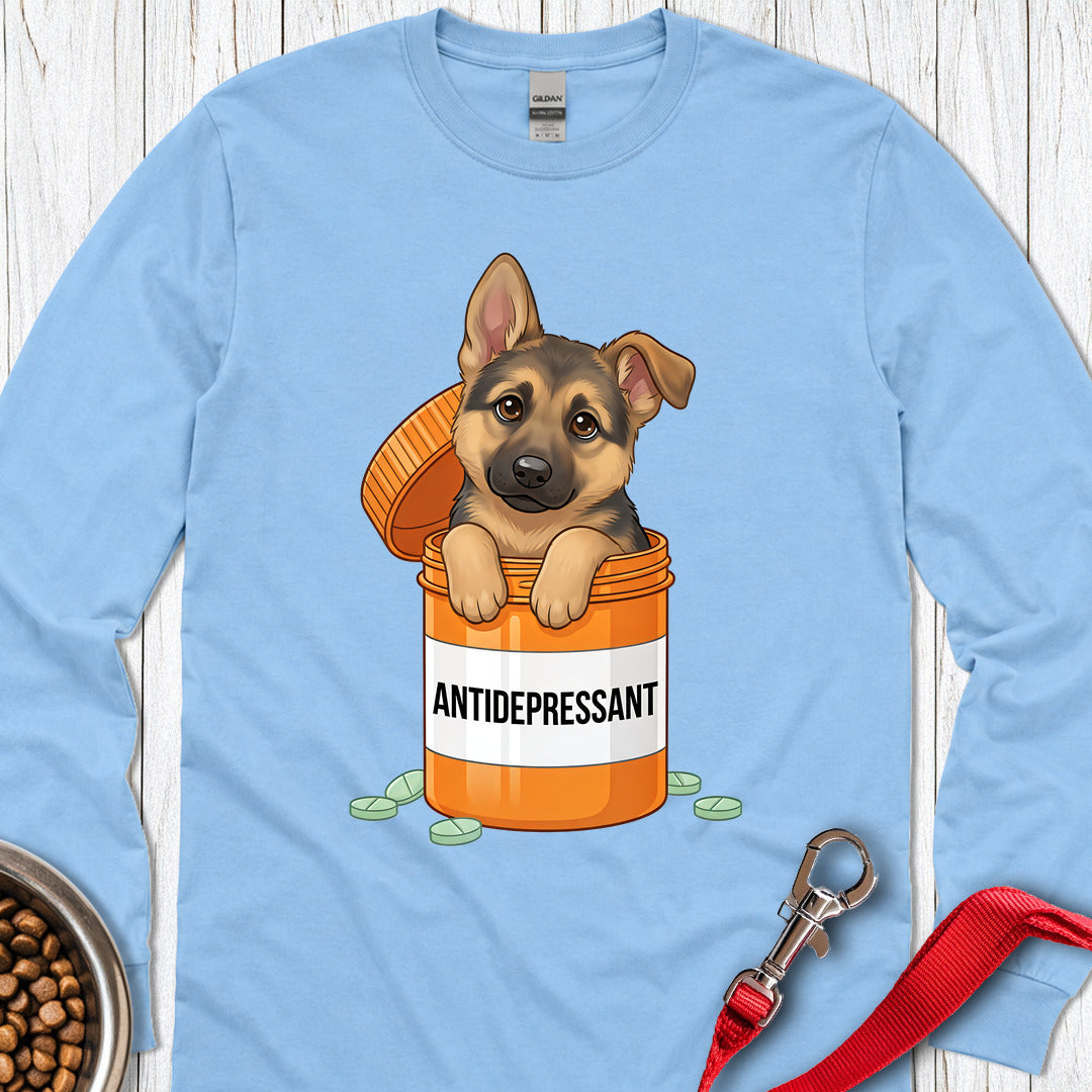 German Shepherd Antidepressant Long Sleeve — Carolina Blue