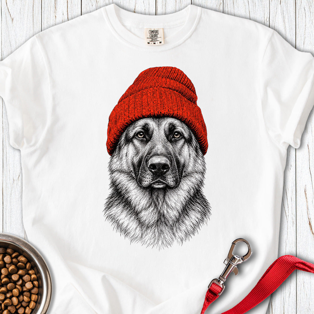 German Shepherd Beanie Premium Tee White