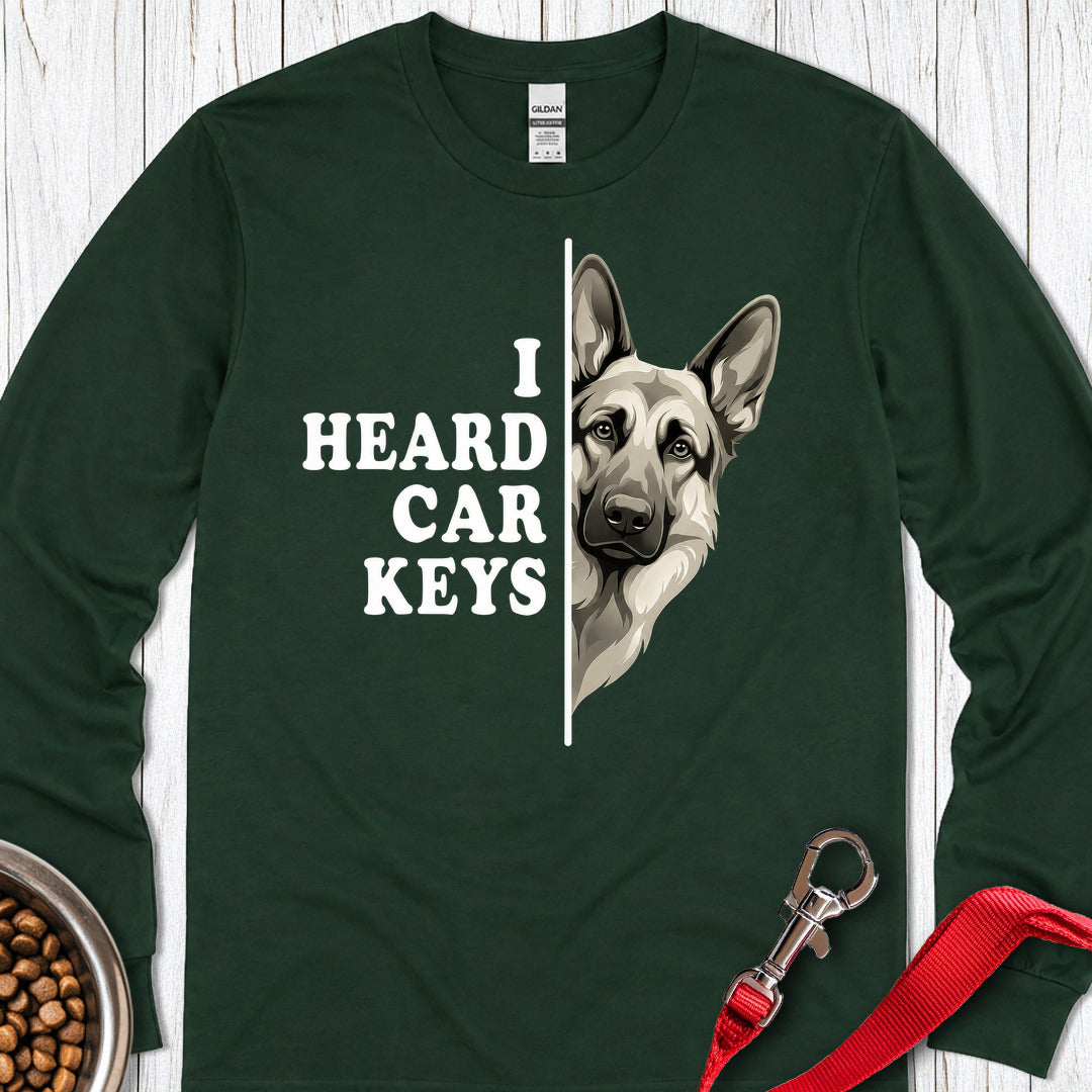 German Shepherd Car Keys Long Sleeve — Forest Green
