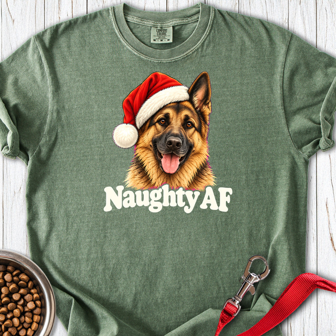 German Shepherd Christmas Naughty Premium Tee Moss