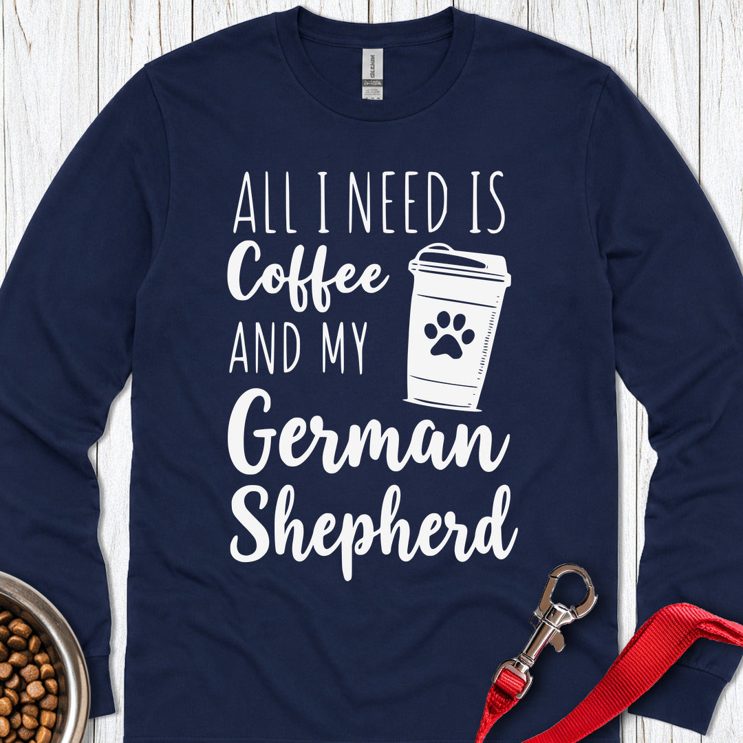 German Shepherd Coffee Long Sleeve — Navy