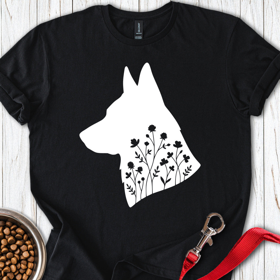 German Shepherd Flowers Black
