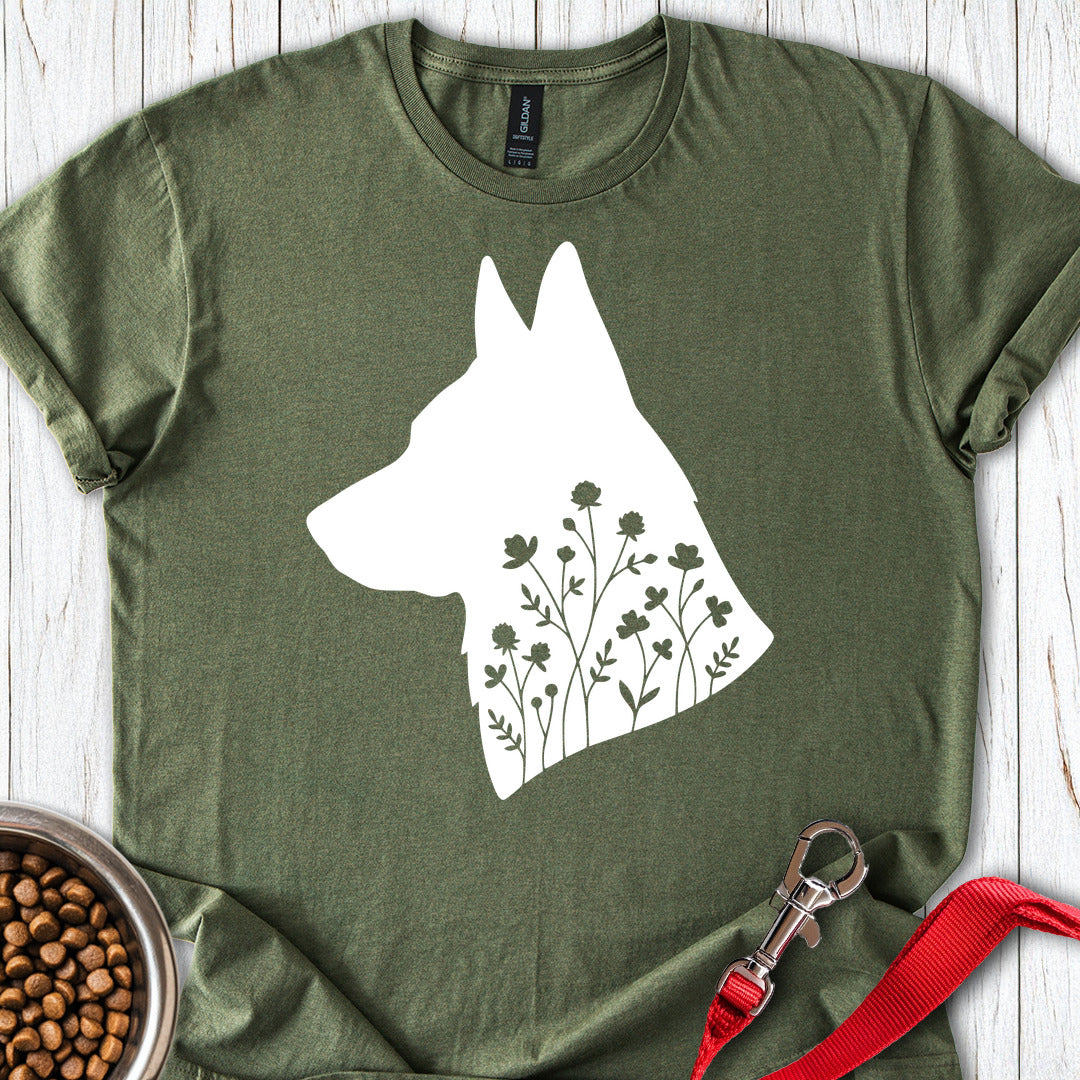German Shepherd Flowers Military Green