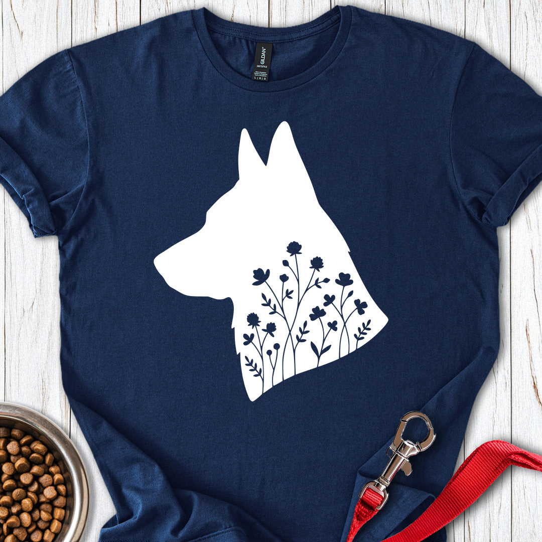 German Shepherd Flowers Navy
