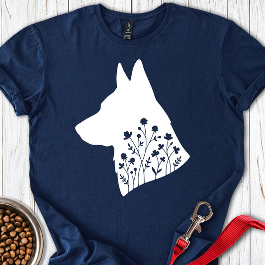 German Shepherd Flowers Navy