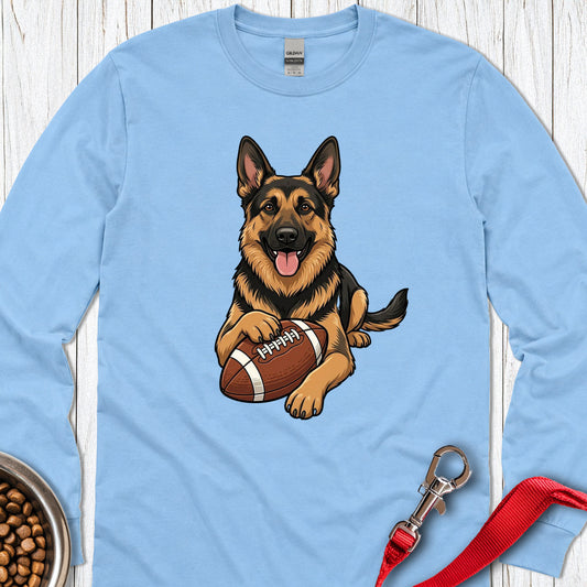 German Shepherd Football Long Sleeve — Carolina Blue