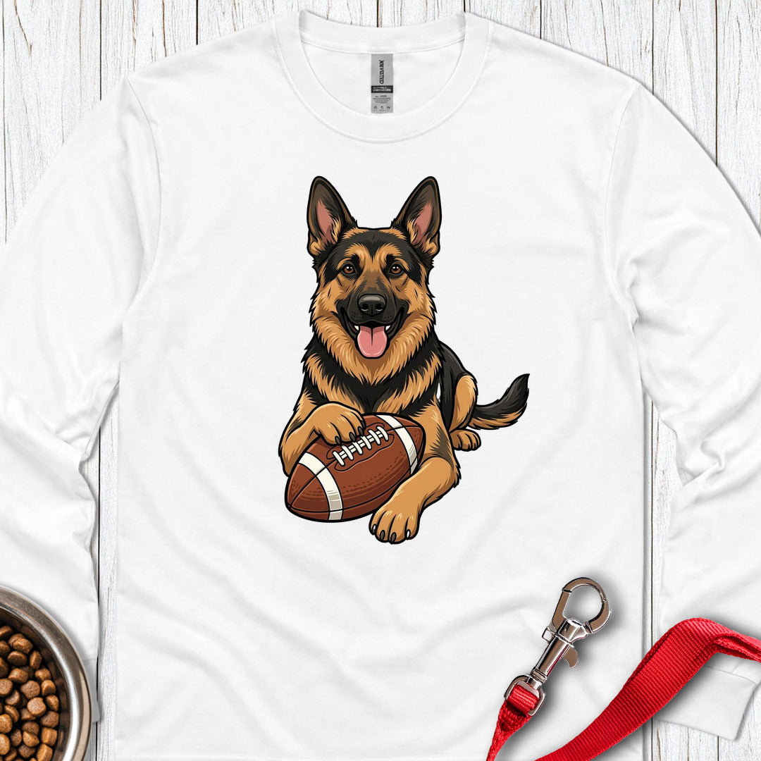 German Shepherd Football Long Sleeve — White