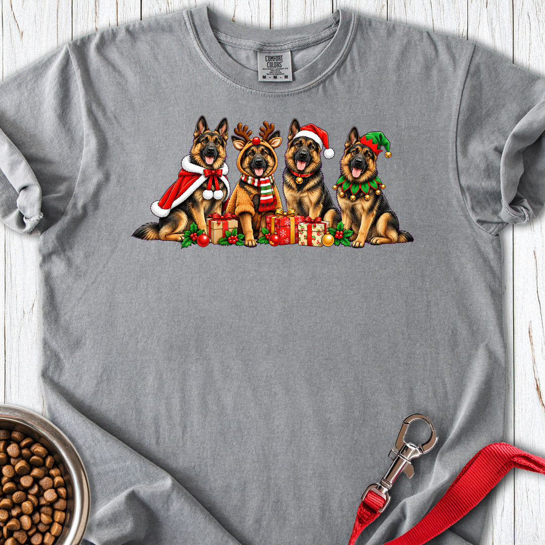 German Shepherd Group Christmas Premium Tee Grey