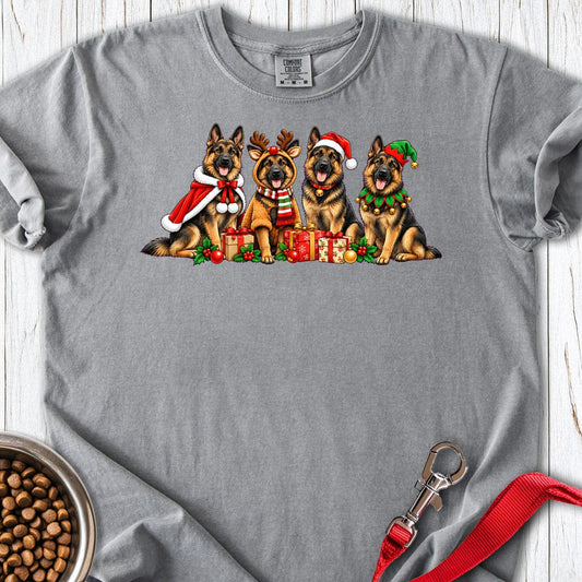 German Shepherd Group Christmas Premium Tee Grey